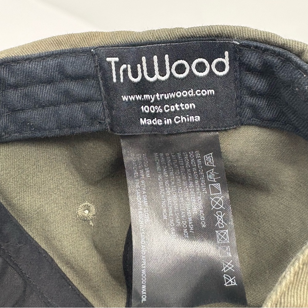 TruWood Wooden Brim Baseball Hat cap Adjustable One Size Green Brown 100% Cotton - Picture 12 of 12